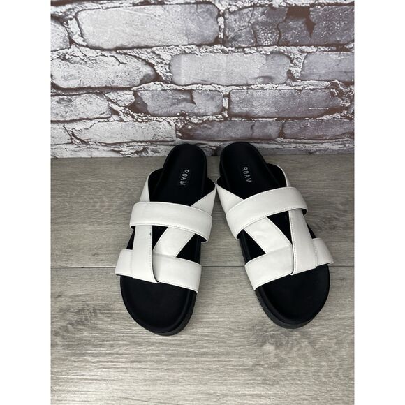 Roam White Leather Ribbon Open Toe Straps Slides Sandals Women Sz 41EU/10.5M US - Picture 9 of 16